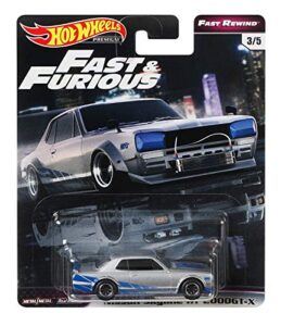 hot wheels fast rewind fast & furious nissan skyline ht 2000gt x 3/5, silver/blue