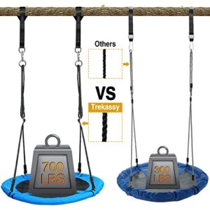 Trekassy 700lb 40 Inch Saucer Tree Swing for Kids Adults 900D Oxford Waterproof with 2pcs Tree Hanging Straps, Steel Frame and Adjustable Ropes Blue