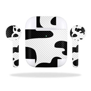 mightyskins carbon fiber skin for apple airpods 2 (2019) - cow print | protective, durable textured carbon fiber finish | easy to apply, remove, and change styles | made in the usa