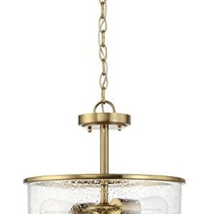 Craftmade 50552-FB Bolden Clear Seeded Glass Shade Semi Flush, 2-Light 120 Watts, Flat Black