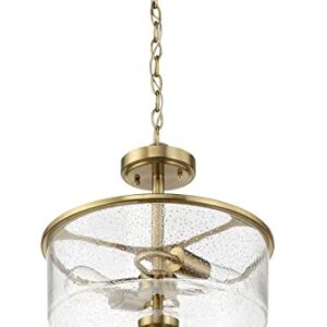 Craftmade 50552-FB Bolden Clear Seeded Glass Shade Semi Flush, 2-Light 120 Watts, Flat Black