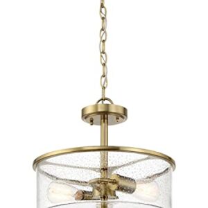 Craftmade 50552-FB Bolden Clear Seeded Glass Shade Semi Flush, 2-Light 120 Watts, Flat Black