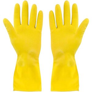 steadmax 3 pack yellow cleaning dish gloves, professional natural rubber latex dishwashing gloves, reusable kitchen dishwasher gloves medium size (3 pairs) (pack of 1)