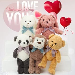 DOLDOA 5 Packs Soft Stuffed Animals Plush Cute Teddy Bear/Monkey/Panda/Rabbit Toy for Kids Boys Girls, as a Gift for Birthday/Christmas/Valentine's Day 12.5 inch (5 Packs, 5 Colors)