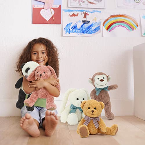 DOLDOA 5 Packs Soft Stuffed Animals Plush Cute Teddy Bear/Monkey/Panda/Rabbit Toy for Kids Boys Girls, as a Gift for Birthday/Christmas/Valentine's Day 12.5 inch (5 Packs, 5 Colors)