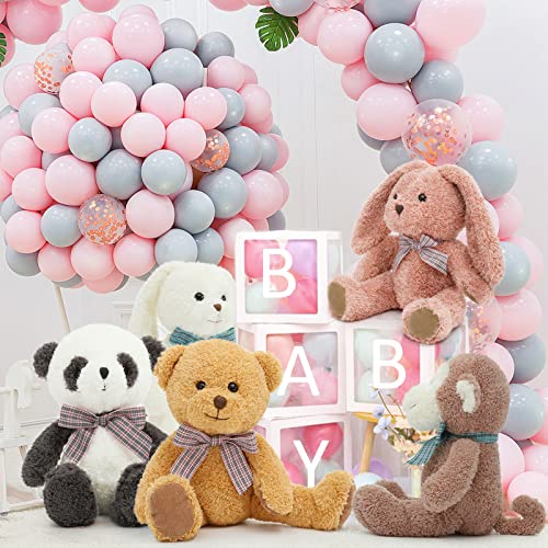 DOLDOA 5 Packs Soft Stuffed Animals Plush Cute Teddy Bear/Monkey/Panda/Rabbit Toy for Kids Boys Girls, as a Gift for Birthday/Christmas/Valentine's Day 12.5 inch (5 Packs, 5 Colors)
