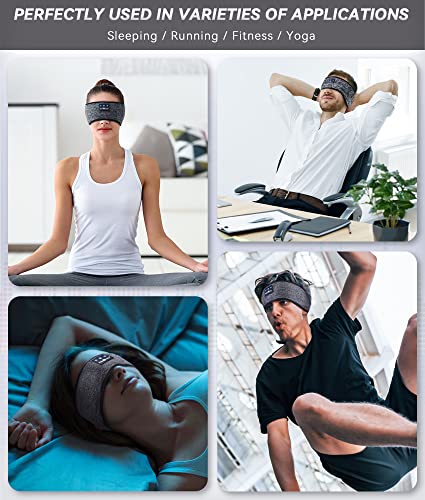 MUSICOZY Bluetooth 5.2 Headband Headphones for Sleep, Wireless Earphones Music Headphones for Side Sleepers Sleeping Earbuds Eye Mask for Mom Women Men Workout Running Cool Unique Gifts