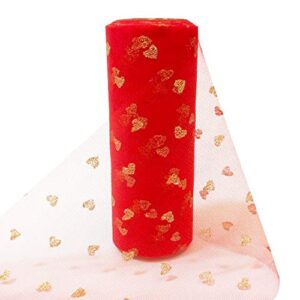 llxieym heart tulle roll valentine's day netting roll tulle fabric mesh ribbon roll for valentine's day wedding decoration 5.9 inches x 10 yards