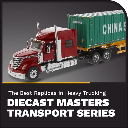 Diecast Masters International Lonestar Sleeper Cab w/Skeleton Trailer & 40' Dry Goods Sea China Shipping Container | 1:50 Lone Star Scale Model Semi Trucks | Diecast Model 71045