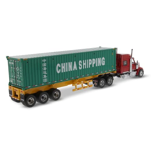 Diecast Masters International Lonestar Sleeper Cab w/Skeleton Trailer & 40' Dry Goods Sea China Shipping Container | 1:50 Lone Star Scale Model Semi Trucks | Diecast Model 71045