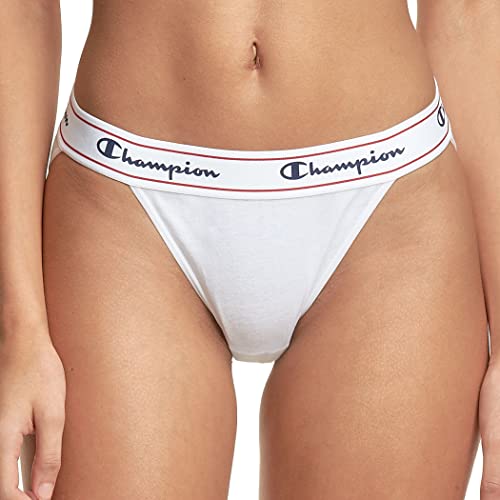 Champion Panties, Heritage Bikini Underwear for Women, Moisture-Wicking, Cotton Stretch, White, 2X Large