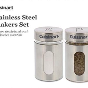 Cuisinart Salt and Pepper Shakers Set, 2.8 ounces - Easy to Fill Glass Salt and Pepper Shakers with Viewing Window - Great for Storing Salt and Pepper, Spices and Seasonings - Black