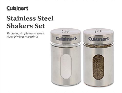 Cuisinart Salt and Pepper Shakers Set, 2.8 ounces - Easy to Fill Glass Salt and Pepper Shakers with Viewing Window - Great for Storing Salt and Pepper, Spices and Seasonings - Black