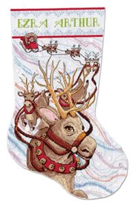 design works crafts reindeer ride counted cross stitch stocking kit