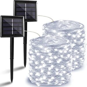 bhclight 2 pack each 72ft 200 led solar string lights outdoor, waterproof solar fairy lights with 8 modes, solar outdoor lights for christmas tree patio garden party decoration wedding (cool white)
