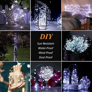 BHCLIGHT 2 Pack Each 72FT 200 LED Solar String Lights Outdoor, Waterproof Solar Fairy Lights with 8 Modes, Solar Outdoor Lights for Christmas Tree Patio Garden Party Decoration Wedding (Cool White)