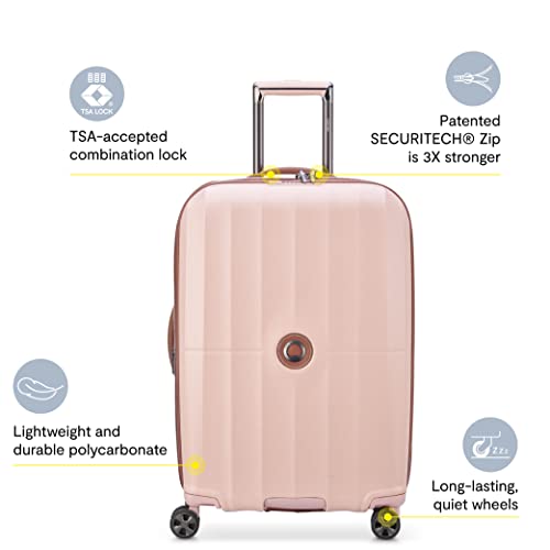 DELSEY Paris St. Tropez Hardside Expandable Luggage with Spinner Wheels, Pink, Checked-Medium 24 Inch