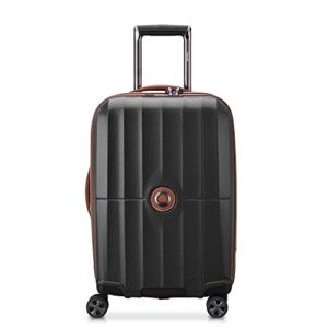 delsey paris st. tropez hardside expandable luggage with spinner wheels, black, checked-large 28 inch