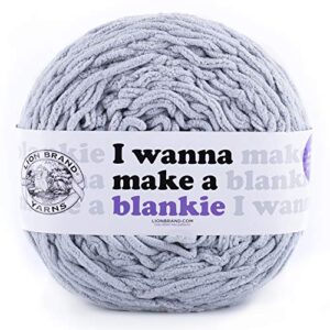 lion brand yarn wanna make a blankie yarn, pearl grey