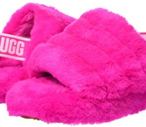 UGG Unisex-Child Fluff Yeah Slide Slipper, Rock Rose, 6 Big Kid US