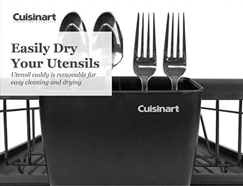Cuisinart Wire Dish Drying Rack and Tray Set – 3 Piece Set Includes Wire Dish Drying Rack, Utensil Caddy, and Draining Board – Measures 19 x 12.75 x 4.25 Inches – Matte Black/Matte Black Wire