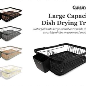 Cuisinart Wire Dish Drying Rack and Tray Set – 3 Piece Set Includes Wire Dish Drying Rack, Utensil Caddy, and Draining Board – Measures 19 x 12.75 x 4.25 Inches – Matte Black/Matte Black Wire