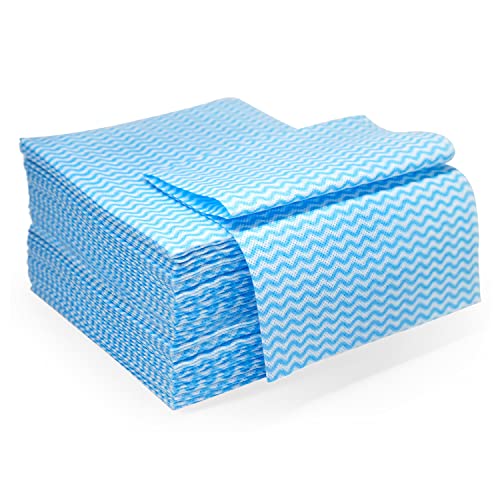 elinnee Reusable Cleaning Cloths Dish Paper Towels, Domestic Cleaning Towels, Multipurpose Quick-Dry Rag Dish Cloths Heavy Duty Handy Wipes for Kitchen 25 Count 14.2"X15.7", Blue