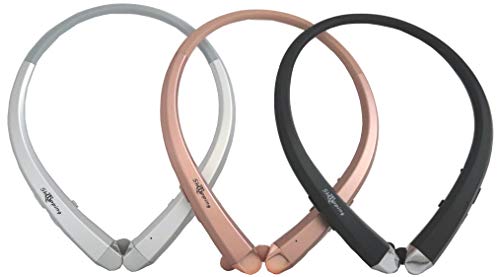 QT S Bluetooth Headset, Lightweight Retractable for Neckband Bluetooth Headphones for Sports Exercise Home & Office, Noise Cancelling Stereo Neckband Wireless Headset Talk 9-10 Hours (Silver)