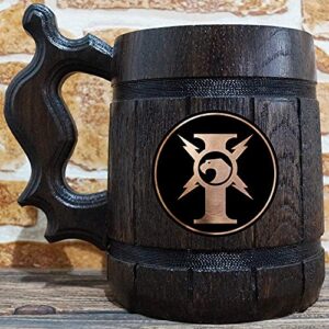 Adeptus Custodes Beer Mug, Wooden Beer Stein, Gamer Gift, Personalized Beer Stein, 40K Tankard, Custom Gift for Men, Gift for Him