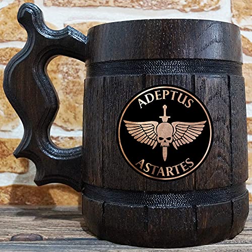 Adeptus Astartes Beer Mug, Wooden Beer Stein, Gamer Gift, Personalized Beer Stein, 40K Tankard, Custom Gift for Men, Gift for Him