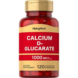 calcium d glucarate 1000mg | 120 capsules | non-gmo, gluten free supplement | by piping rock