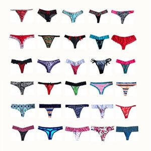 Morvia Varieties of Women Thong Pack Lacy Tanga G-string Bikini Underwear Panties (XXXL, 10 Pcs)