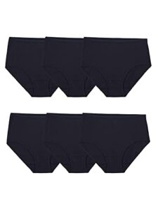 fruit of the loom women's eversoft underwear, tag free & breathable, available in plus size, brief-cotton-6 pack-black, 7