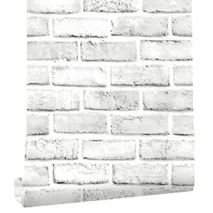 cohoo home brick wallpaper peel and stick wallpaper 120”×18” faux 3d white gray brick wall paper grey self adhesive removable wallpaper stick and peel brick contact paper for walls backsplash