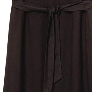 Amazon Essentials Women's Short-Sleeve Midi Button Front Tie Dress, Black, Large