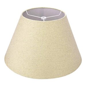 alucset medium lamp shade, barrel fabric lampshade for table lamp and floor light,7x13x7.8 inch, natural linen hand crafted, spider (pale-yellow w/ golden flecks linen fabric)