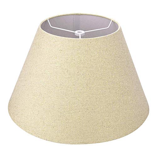 ALUCSET Medium Lamp Shade, Barrel Fabric Lampshade for Table Lamp and Floor Light,7x13x7.8 inch, Natural Linen Hand Crafted, Spider (Pale-Yellow W/ Golden flecks Linen Fabric)