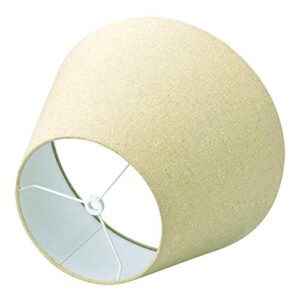 ALUCSET Medium Lamp Shade, Barrel Fabric Lampshade for Table Lamp and Floor Light,7x13x7.8 inch, Natural Linen Hand Crafted, Spider (Pale-Yellow W/ Golden flecks Linen Fabric)