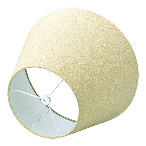 ALUCSET Medium Lamp Shade, Barrel Fabric Lampshade for Table Lamp and Floor Light,7x13x7.8 inch, Natural Linen Hand Crafted, Spider (Pale-Yellow W/ Golden flecks Linen Fabric)