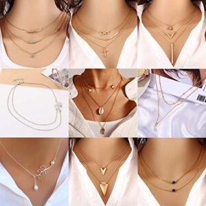 AROIC 20 PCS Pendant Necklace with 14 PCS Gold,6 PCS Sliver,20 styles of necklaces for Women Girls Jewelry Fashion and Valentine Birthday Party Gift