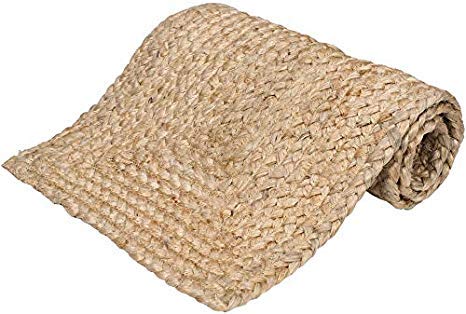 Natural Jute Braided Placemat (13 X 36 inches) | Hand Woven, Heat Resistant Thick Hot Mat for Table | Rectangle Jute Tablemat Coaster for Dining | Farmhouse Table Mat | Rustic Vintage Table Runner