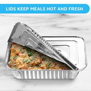 MontoPack 9x13 Aluminum Foil Half Size Roasting Pans with Lids | [20 Count] Premium Standard Size Chafing Tins for Baking, Catering & Roasting | Disposable Steam Table Trays | Great for Storing
