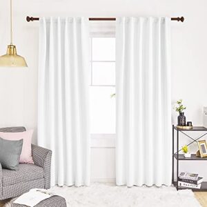 deconovo pure white curtains for living room, back tab and rod pocket curtain for bedroom 84 inches long, 52x84 inch, 2 panels