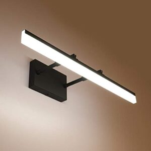 yhtlaeh adjustable led bathroom vanity light fixture wall cabinet 18w 24inch matte black natural white light 4000k for makeup bathroom lighting over mirror (24in non dimmable)