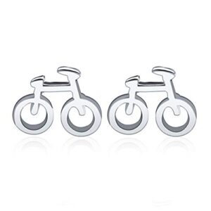 Small Bicycle Studs Earrings for Women Girls 925 Sterling Silver Cartilage Tragus Cute Bike Tiny Unique Safety Pin Earrings Hypoallergenic Post Fashion Personalized Unisex Jewerly Gift for Best Friend