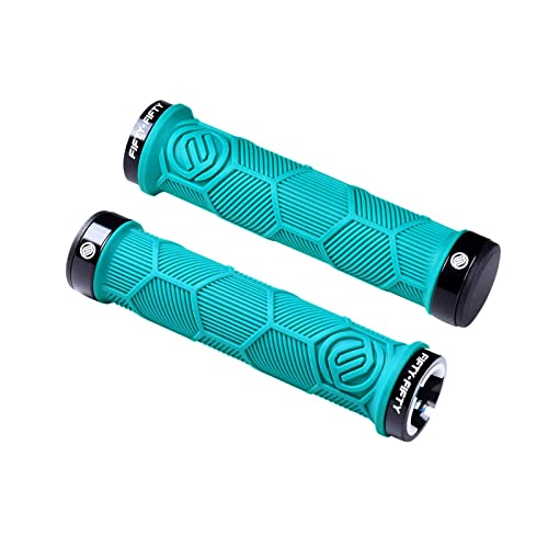 FIFTY-FIFTY Double Lock-On Mountain Bike Grips, Bicycle Handlebar Locking Grips, Non-Slip MTB Handle Grips (Turquoise)