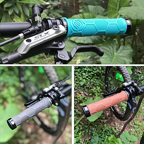 FIFTY-FIFTY Double Lock-On Mountain Bike Grips, Bicycle Handlebar Locking Grips, Non-Slip MTB Handle Grips (Turquoise)