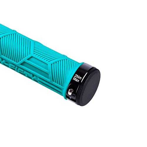 FIFTY-FIFTY Double Lock-On Mountain Bike Grips, Bicycle Handlebar Locking Grips, Non-Slip MTB Handle Grips (Turquoise)