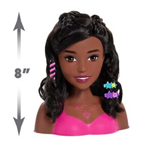 Barbie Fashionistas 8-Inch Styling Head, Dark Brown, 20 Pieces Include Styling Accessories, Hair Styling for Kids, by Just Play