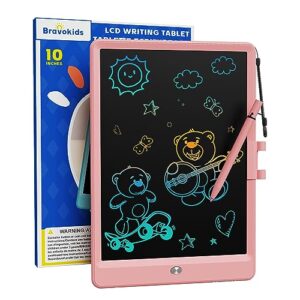 bravokids toys for 3-6 years old girls boys, lcd writing tablet 10 inch doodle board, electronic drawing tablet drawing pads, educational birthday gift for 3 4 5 6 7 8 years old kids toddler (pink)